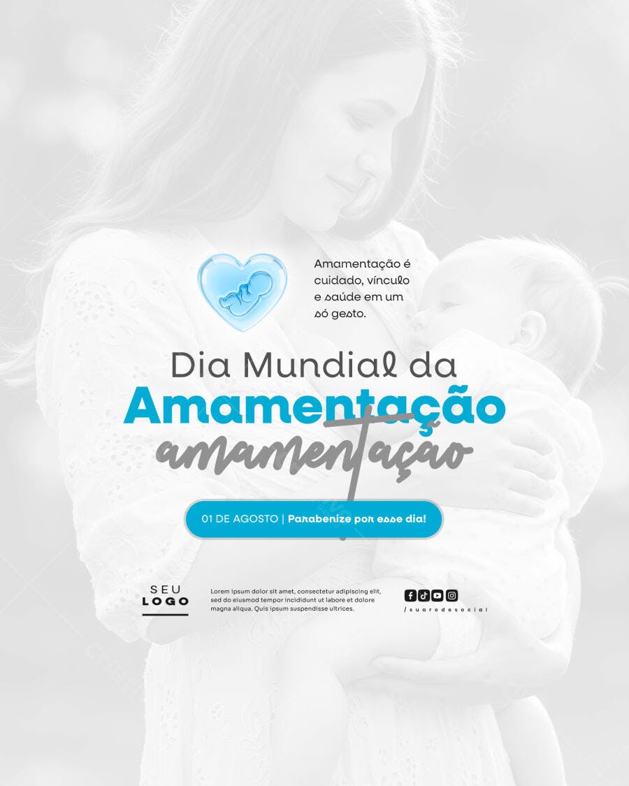 Post para Dia Mundial da Amamentação PSD Editável