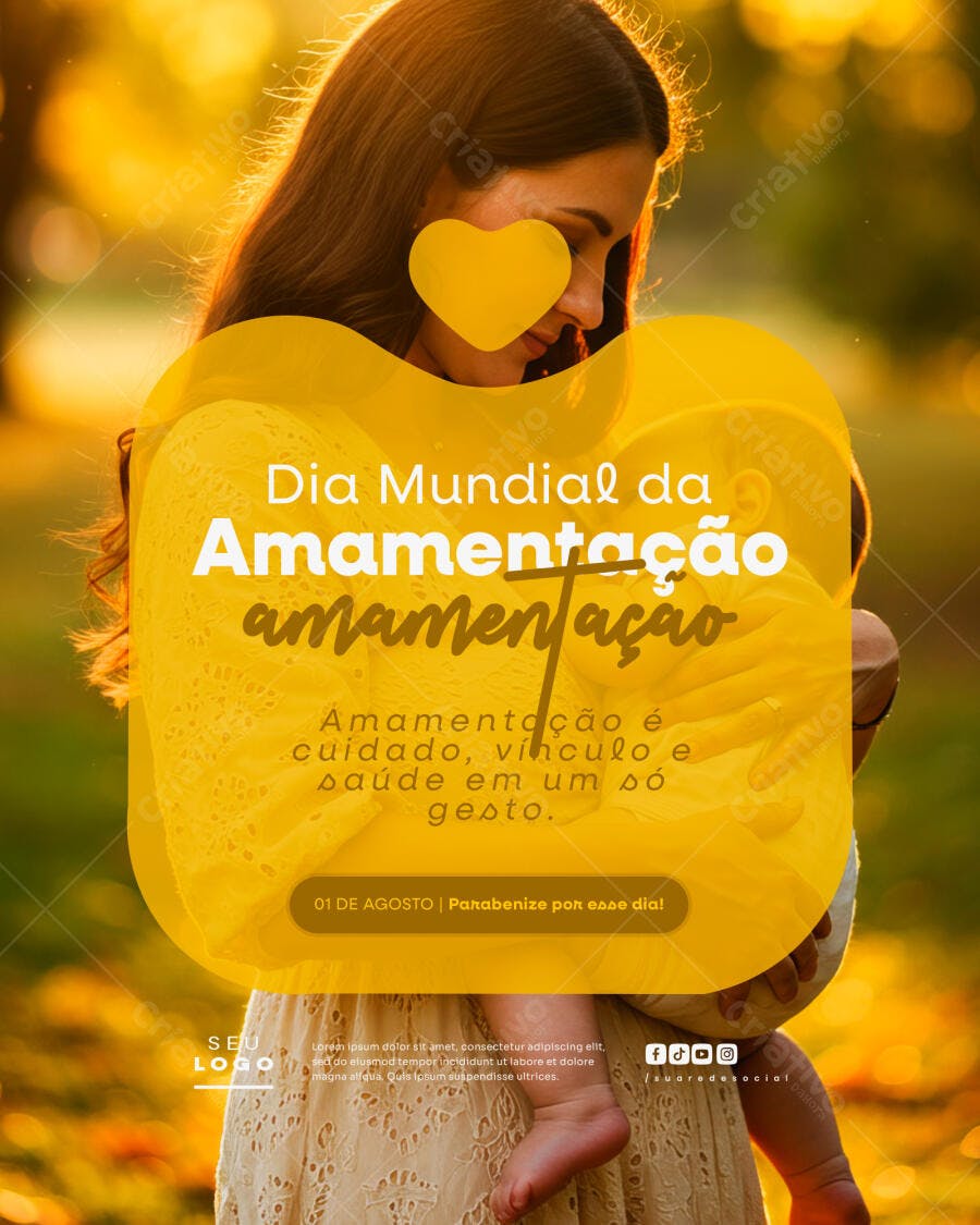 Flyer Dia Mundial da Amamentação PSD Editável