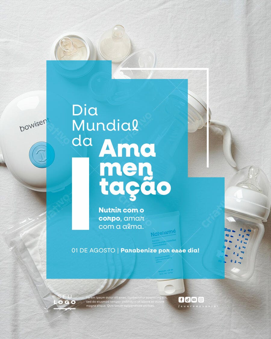 Flyer Dia Mundial da Amamentação PSD Editável