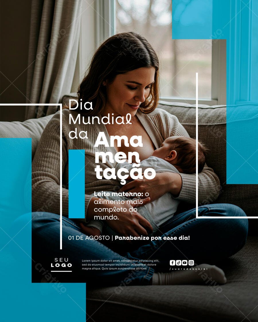 Flyer Dia Mundial da Amamentação PSD Editável