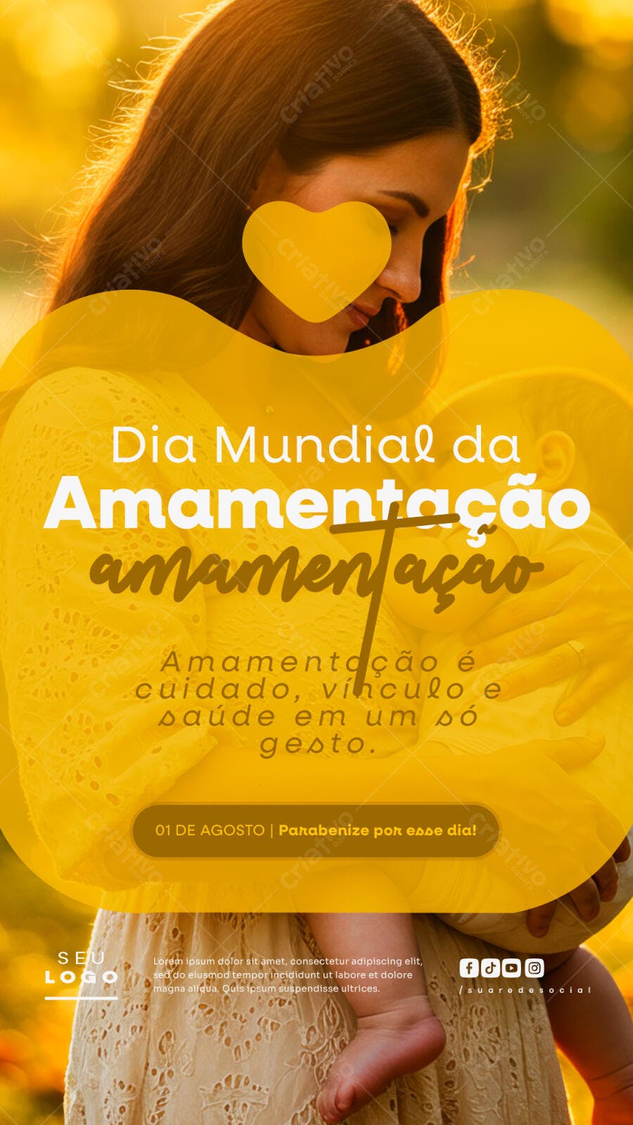 Flyer Dia Mundial da Amamentação PSD Editável