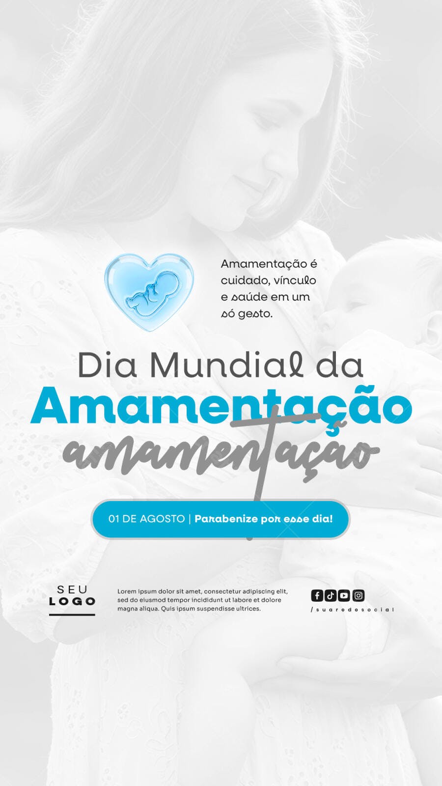 Flyer Dia Mundial da Amamentação PSD Editável