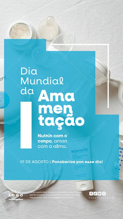 Flyer Dia Mundial da Amamentação PSD Editável