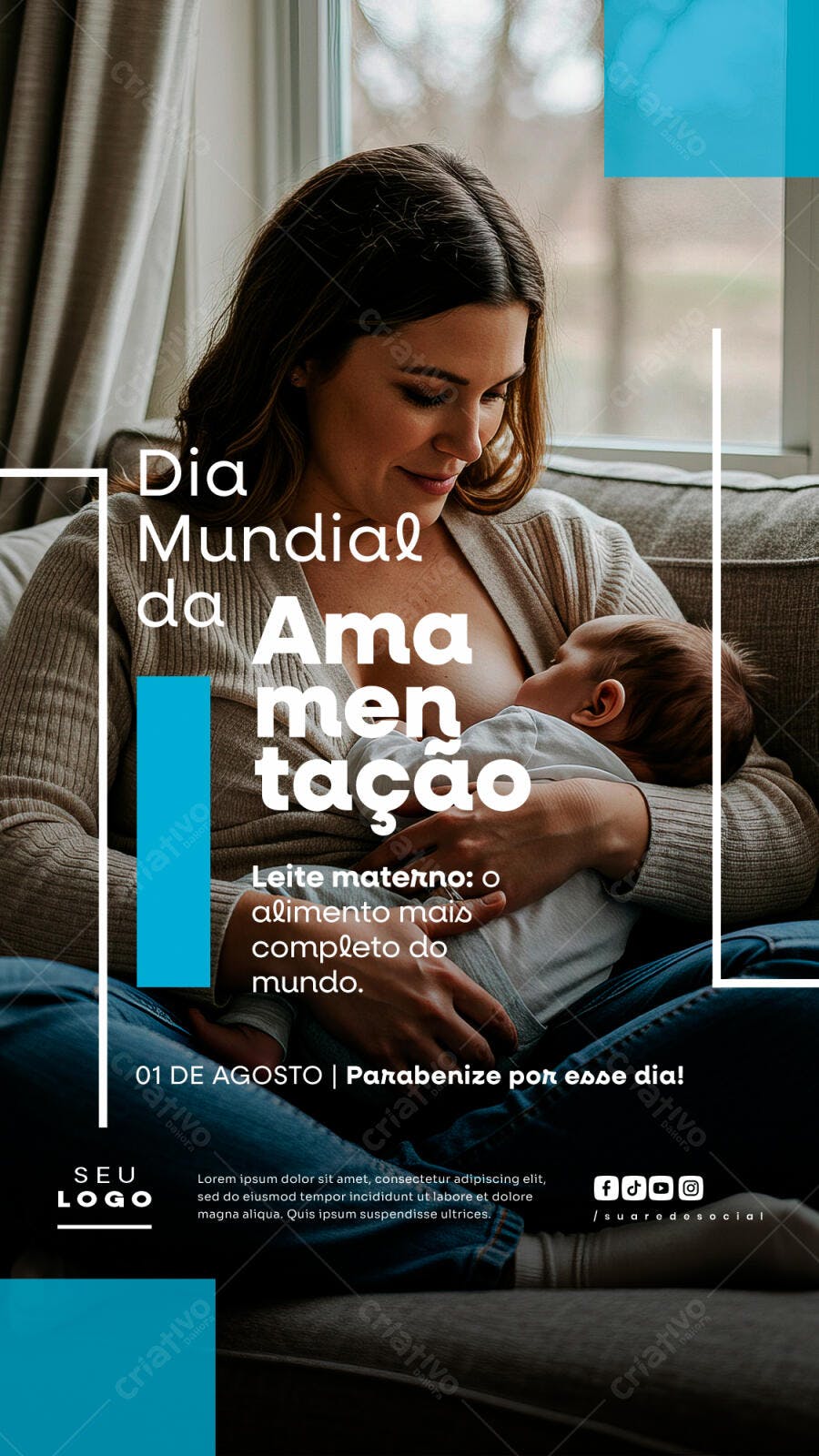 Flyer Dia Mundial da Amamentação PSD Editável