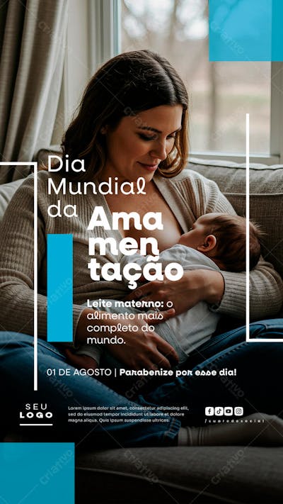 Flyer Dia Mundial da Amamentação PSD Editável