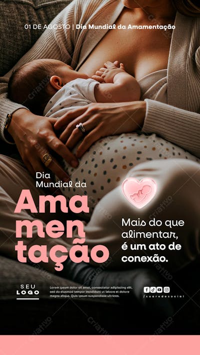 Flyer Dia Mundial da Amamentação PSD Editável