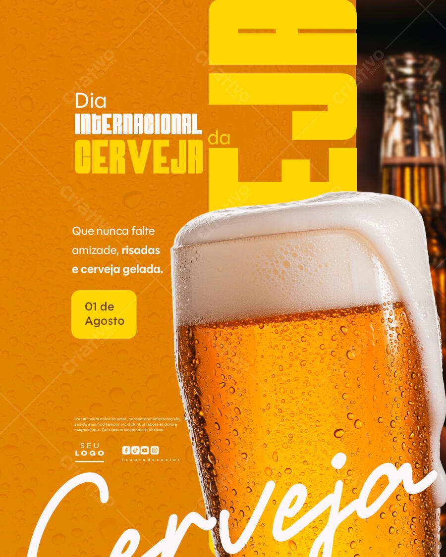 Flyer para o Dia Internacional da Cerveja PSD Editável