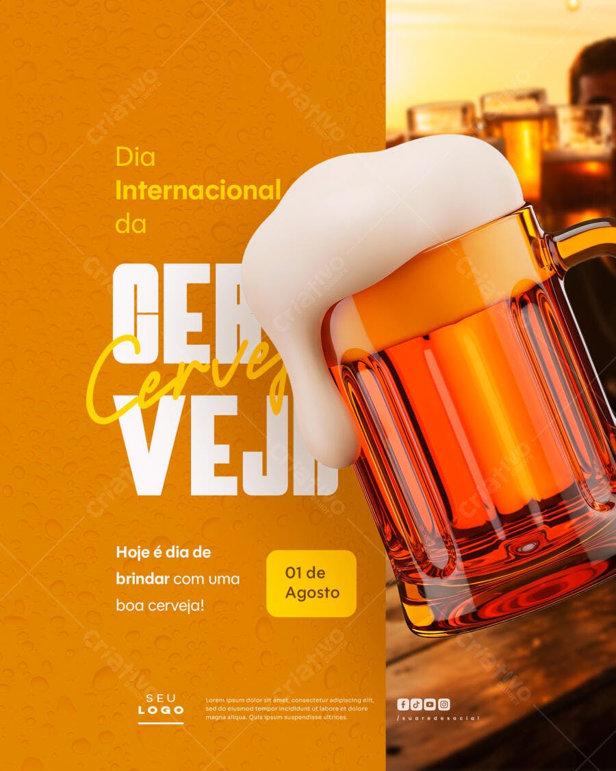 Flyer Dia Internacional da Cerveja PSD Editável
