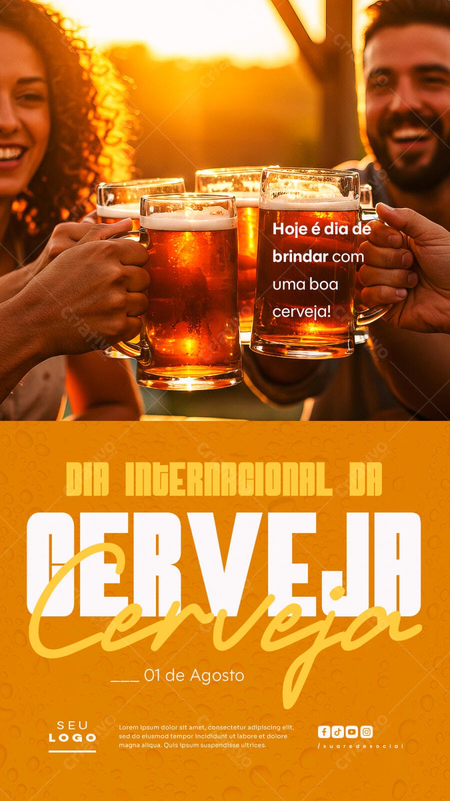 Flyer para o Dia Internacional da Cerveja PSD Editável