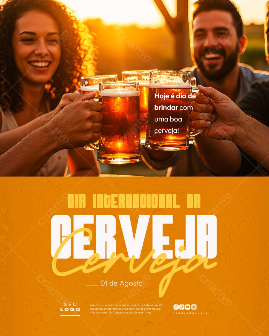 Flyer para o Dia Internacional da Cerveja PSD Editável