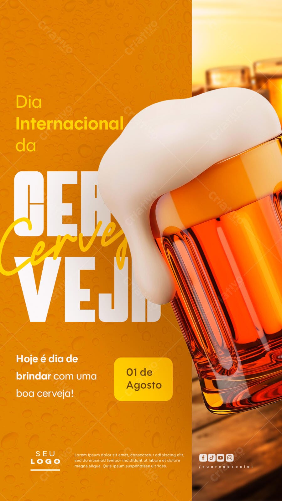 Flyer Dia Internacional da Cerveja PSD Editável