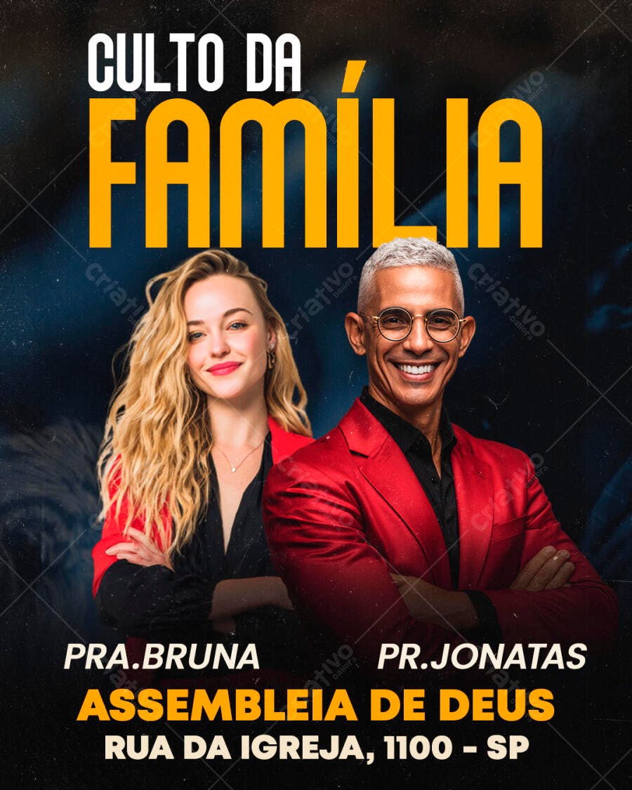 Flyer para Culto da Família PSD Editável