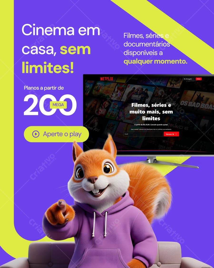 Flyer Netflix para Promoção de Assinatura PSD Editável