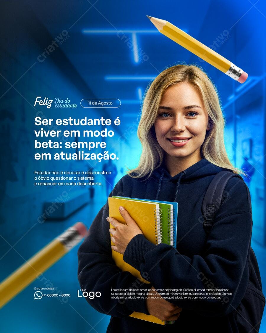 Flyer Dia do Estudante PSD Editável