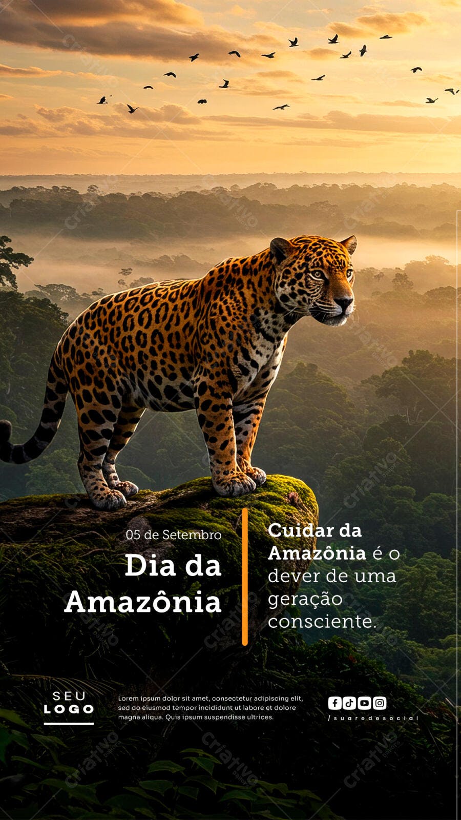 Flyer Dia da Amazônia com Onça Pintada PSD Editável