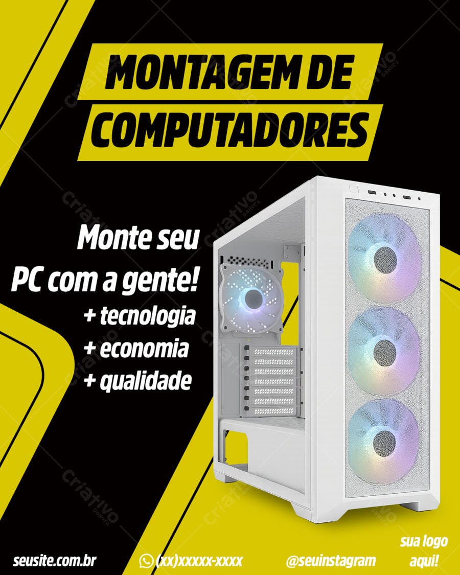 Flyer para Montagem de Computadores PSD Editável
