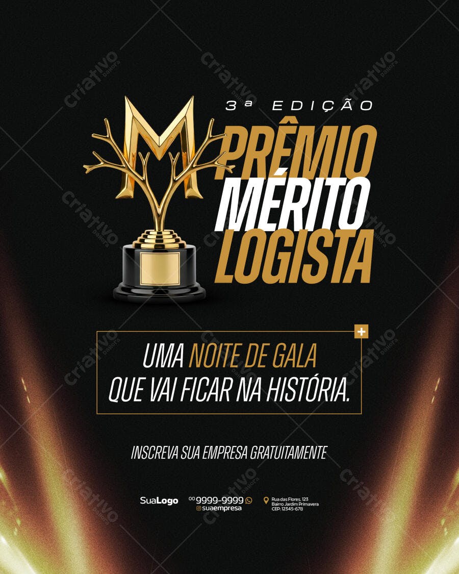 Flyer para premiação de mérito logístico PSD Editável