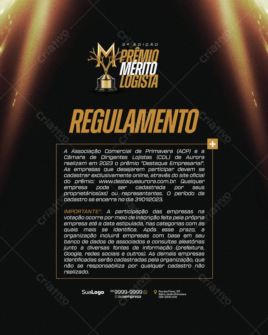 Flyer para premiação empresarial PSD Editável