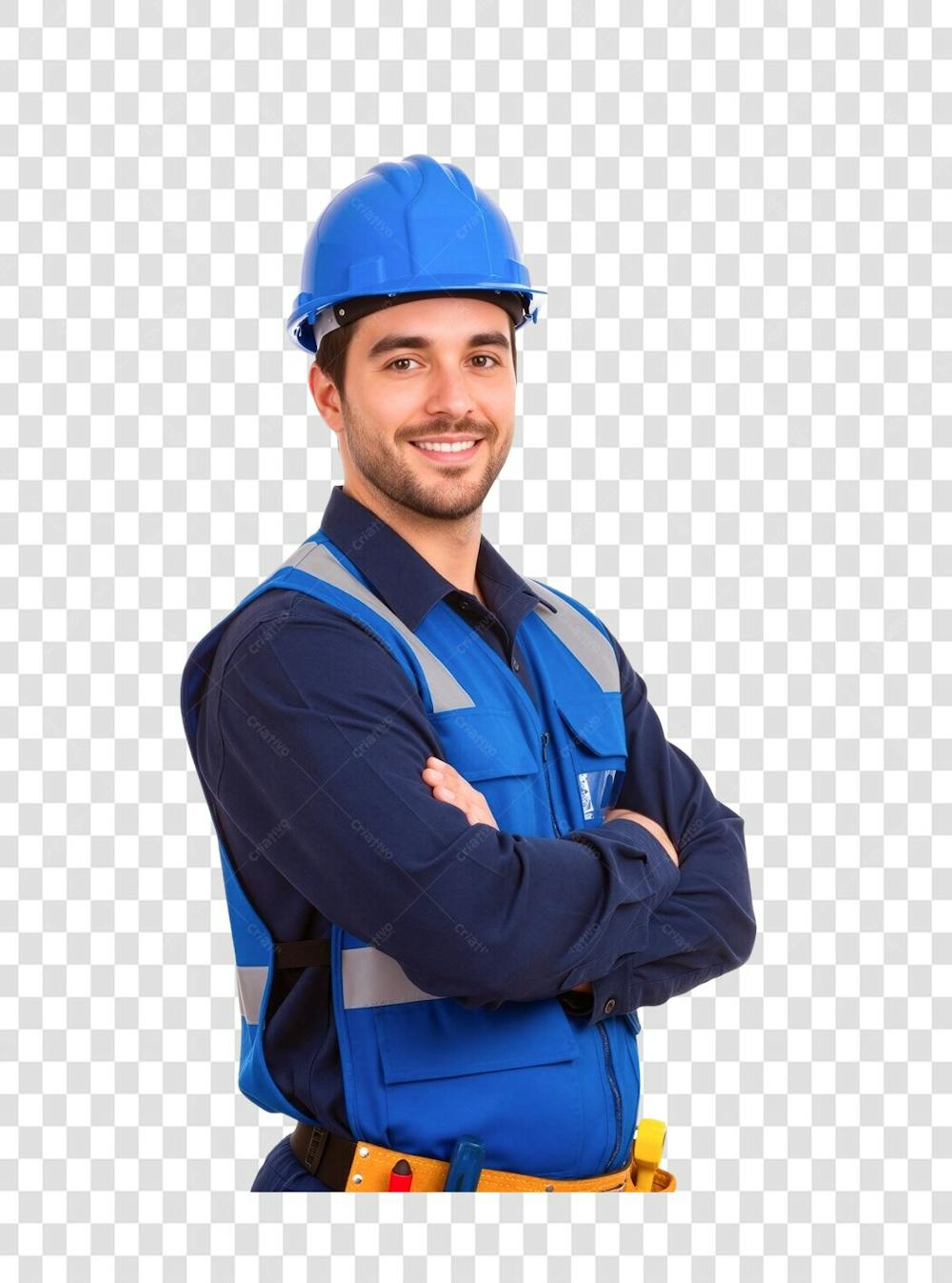 Engenheiro ou Trabalhador da Construção Confiante PNG