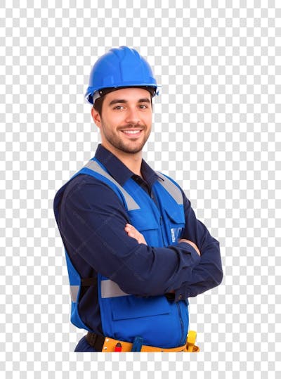 Engenheiro ou Trabalhador da Construção Confiante PNG