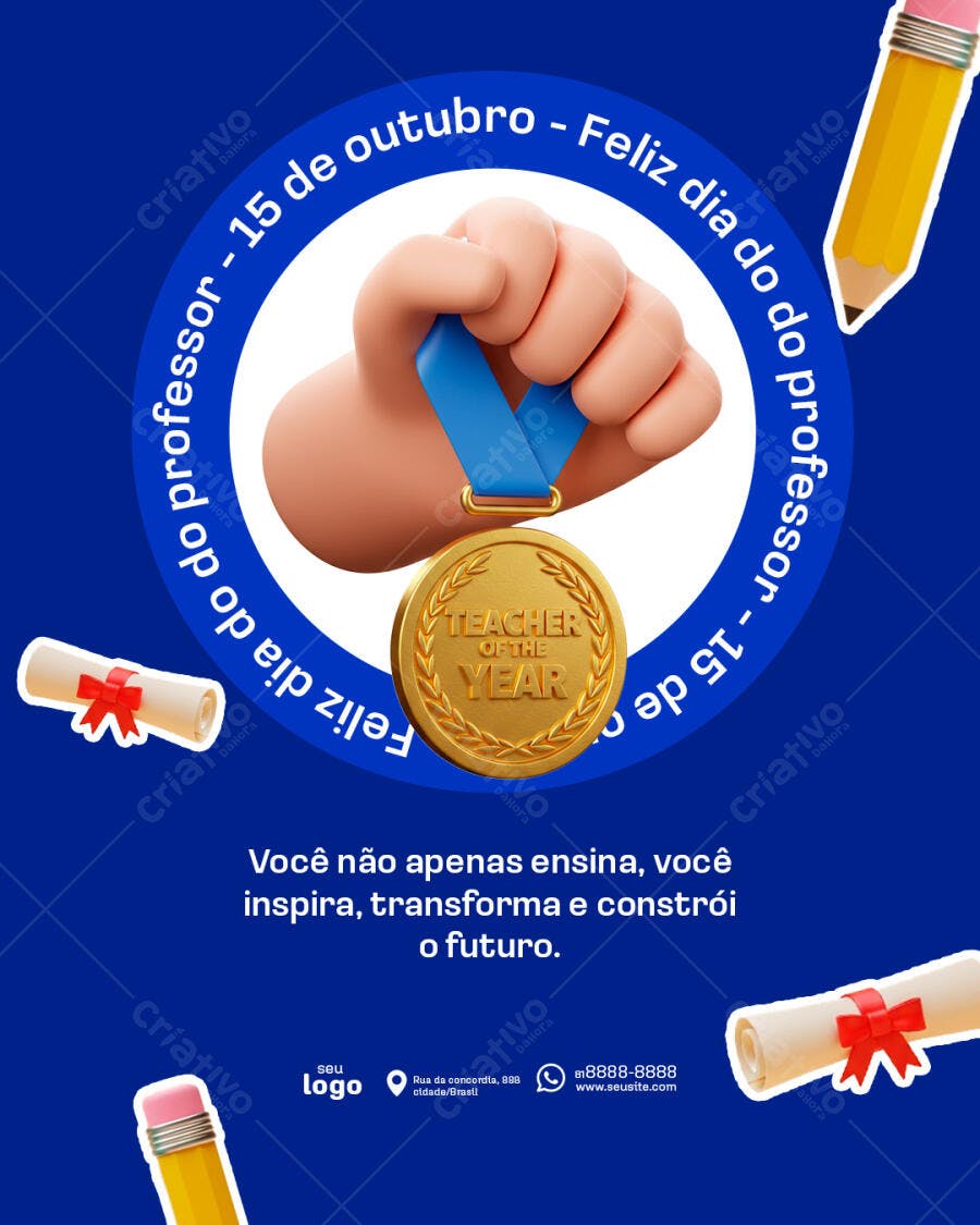 Flyer Dia do Professor PSD Editável