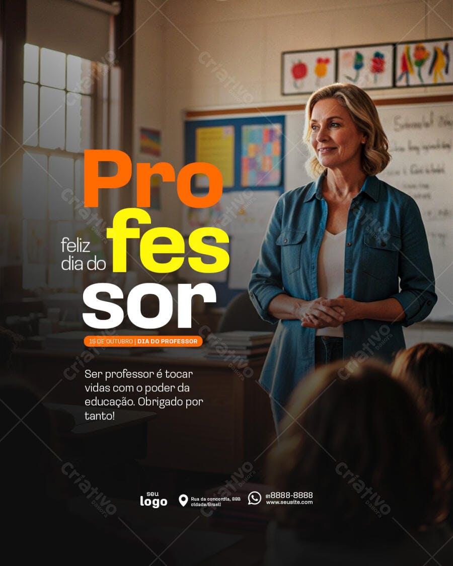 Flyer Dia do Professor PSD Editável