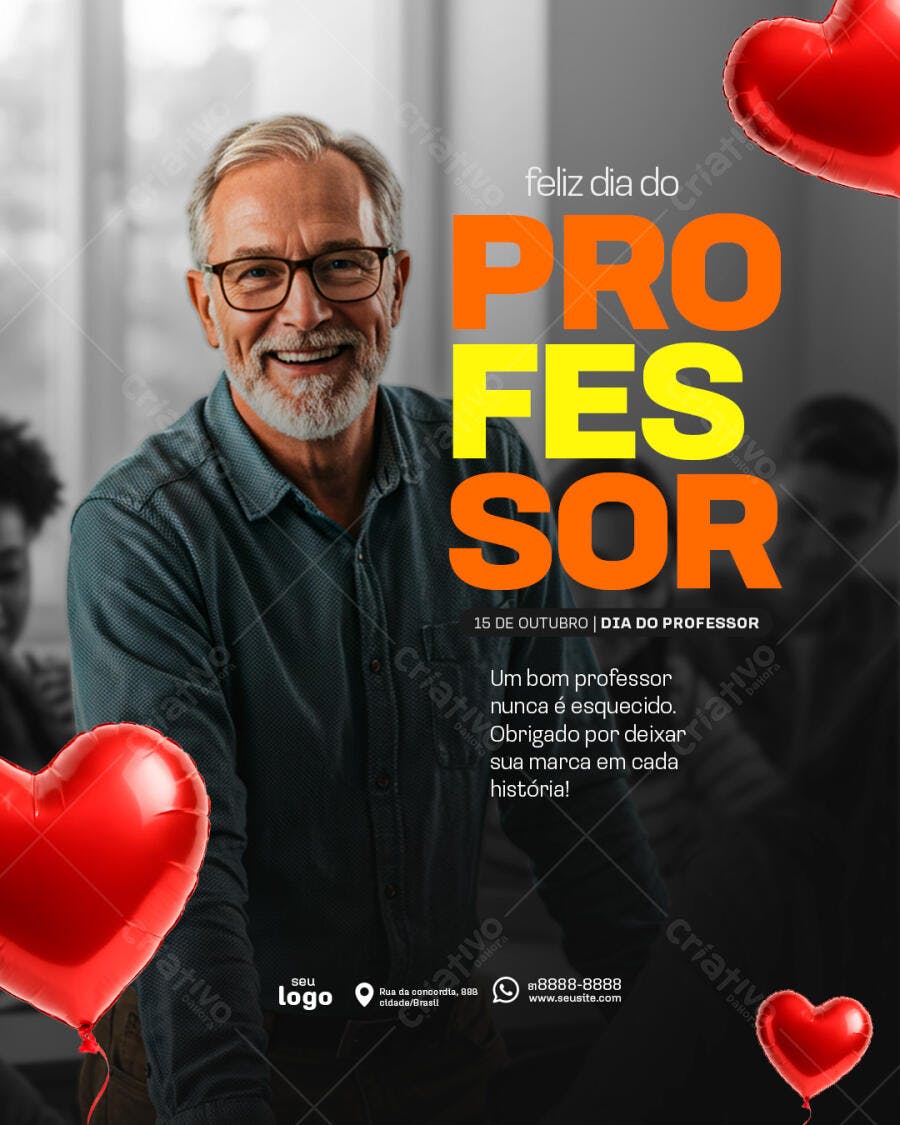 Flyer Dia do Professor PSD Editável