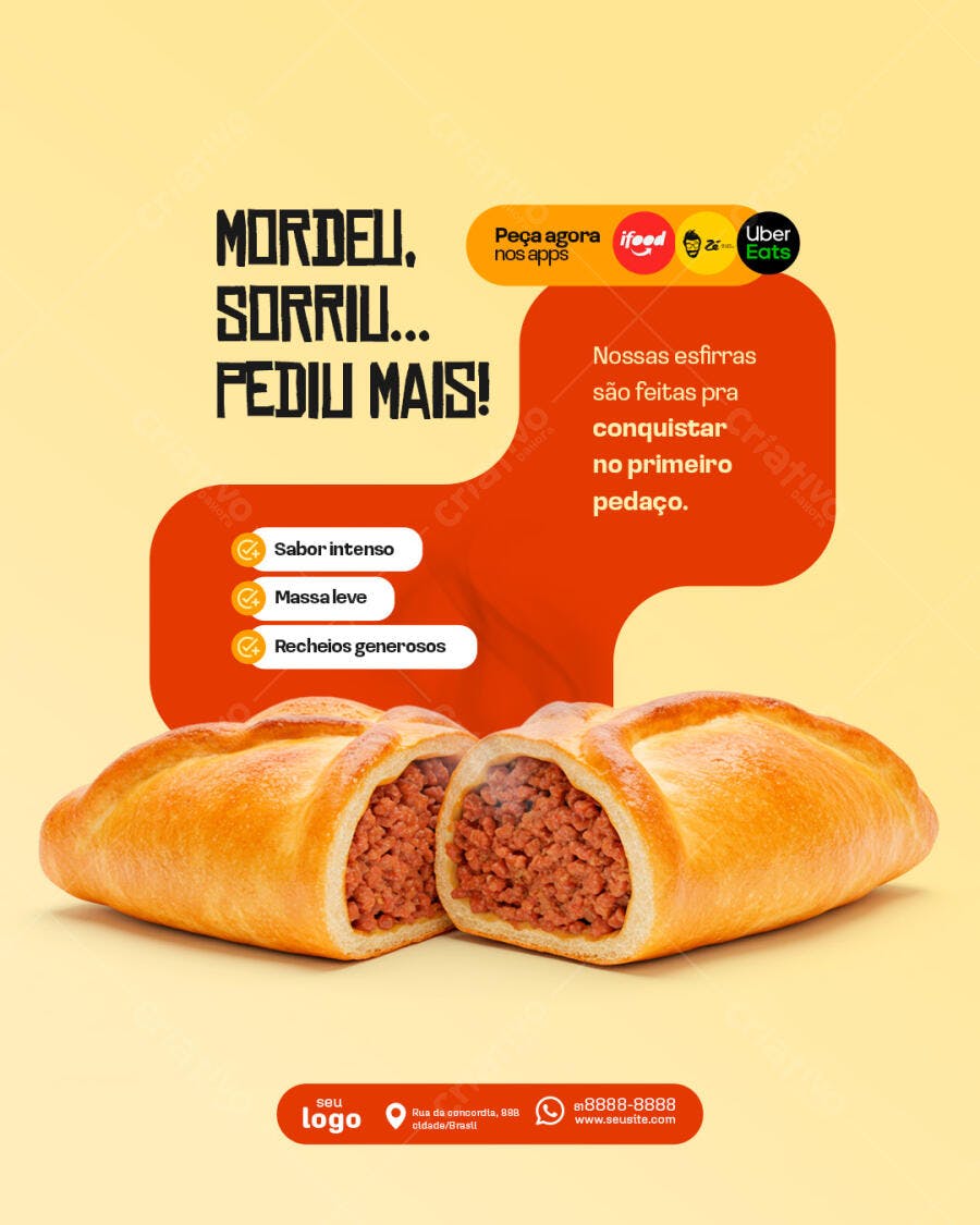 Flyer para Padaria com Esfiha PSD Editável