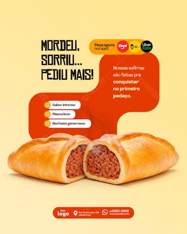 mordeu sorriu - esfirra psd editavel
