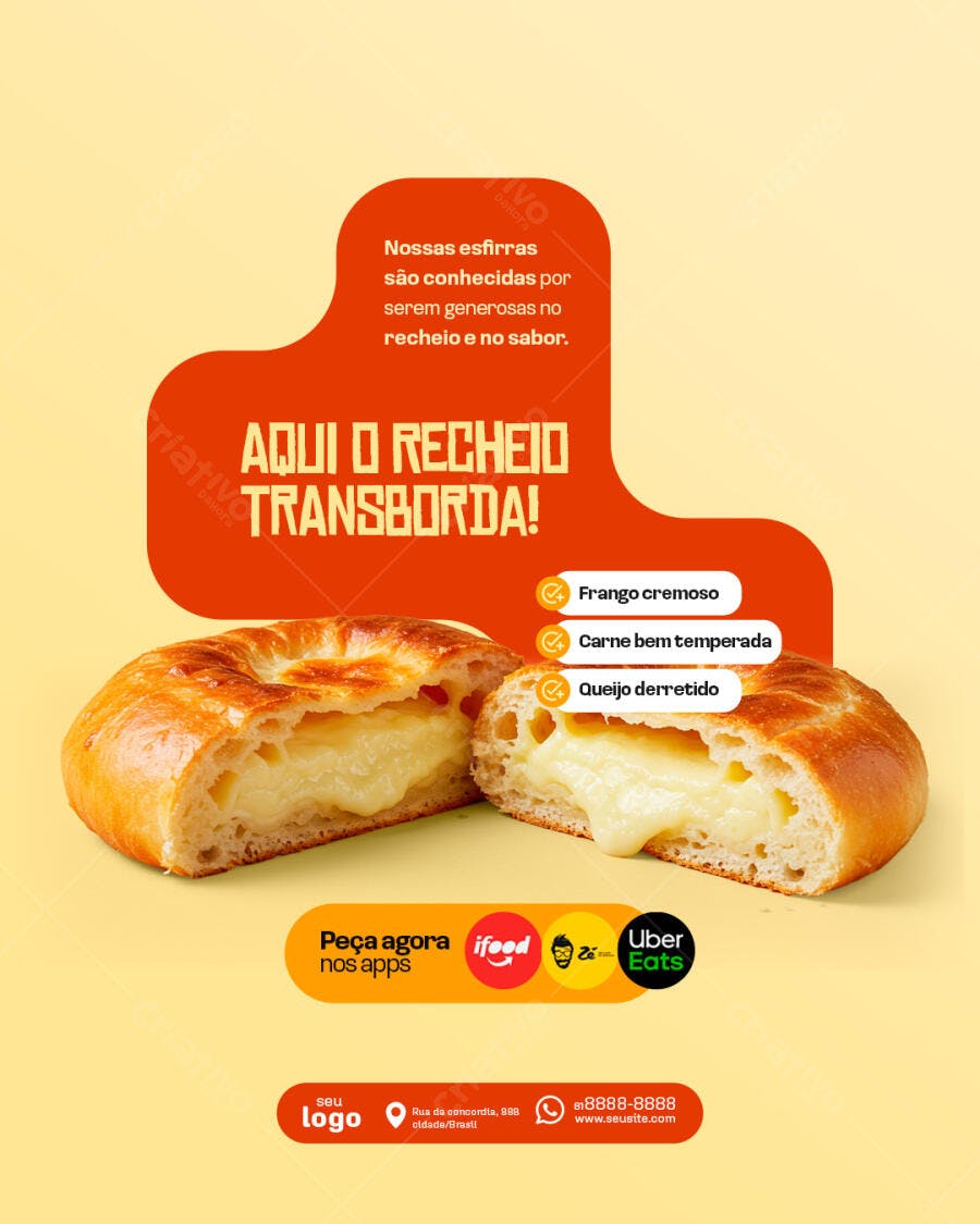 Flyer para Padaria com Esfirras PSD Editável