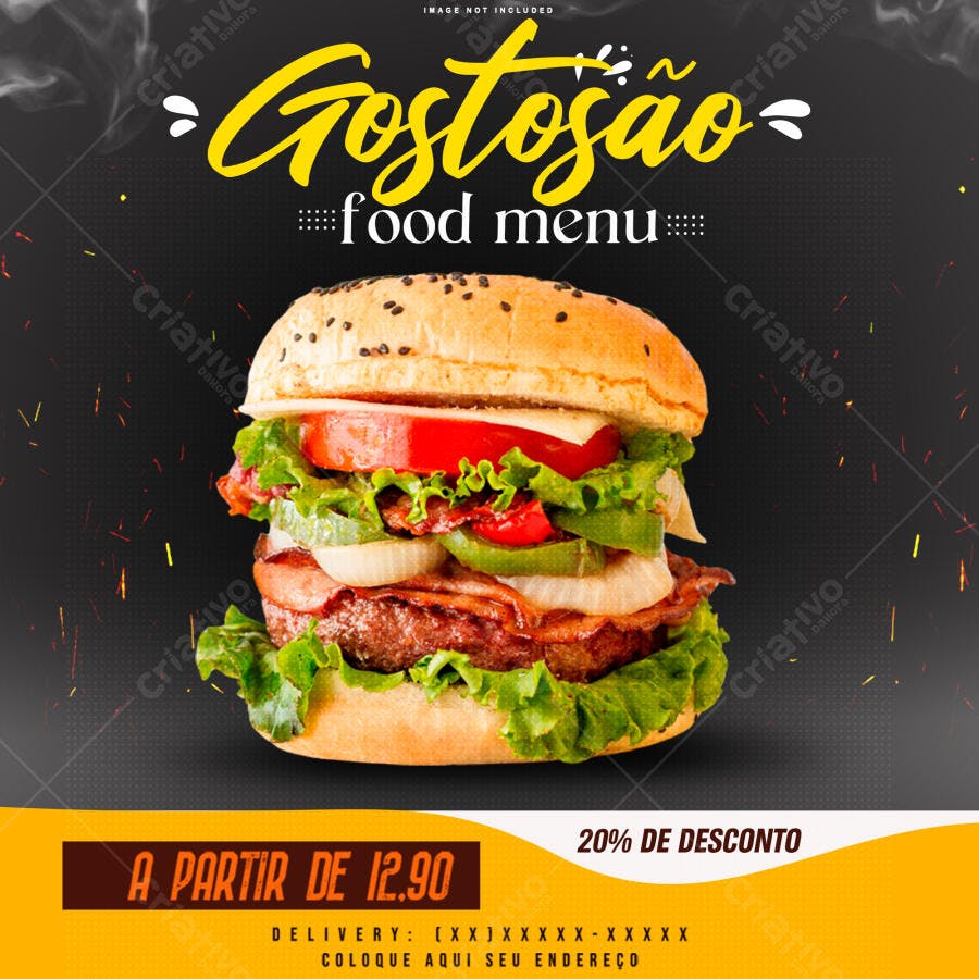 Flyer para Cardápio de Hambúrguer PSD Editável