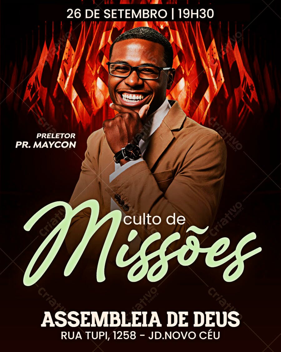 Flyer para Culto de Missões PSD Editável