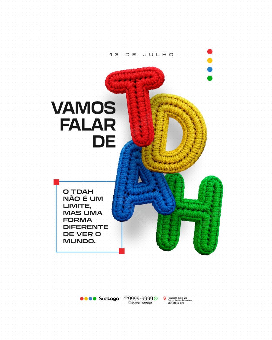 Flyer Dia do TDAH PSD Editável