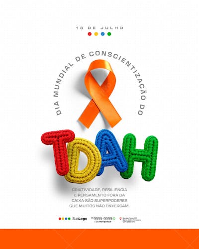 Flyer Dia Mundial do TDAH PSD Editável