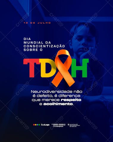 Dia Mundial da Conscientização do TDAH 13 de Julho Social Media PSD Editável (11)