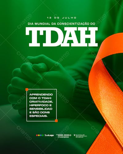 Flyer Dia Mundial do TDAH PSD Editável