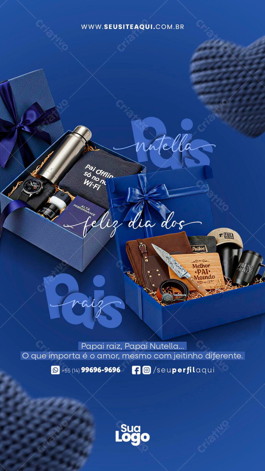 Flyer Dia dos Pais PSD Editável - Azul Marinho e Marrom