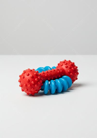Brinquedo para cachorro haltere vermelho e azul