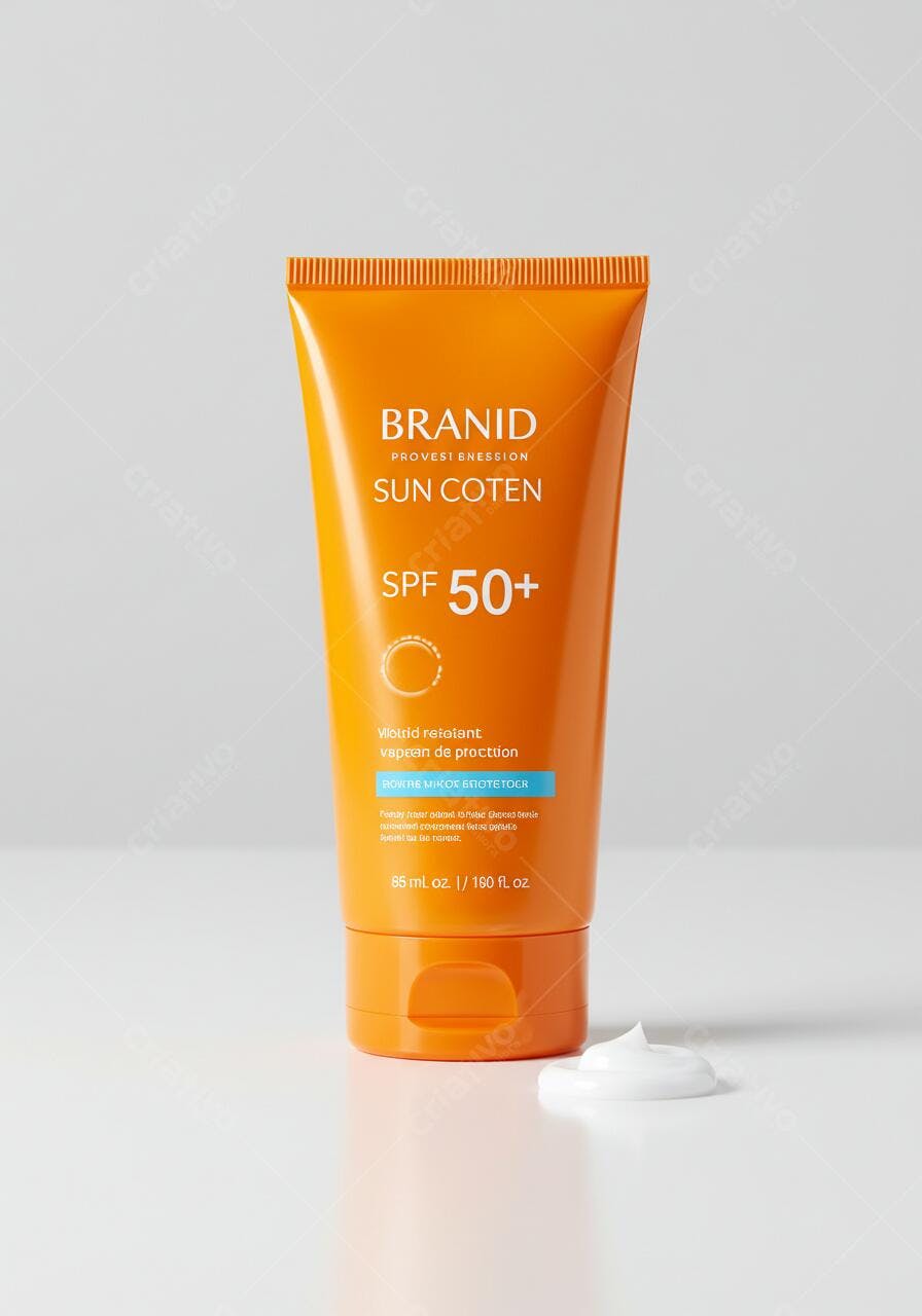 Protetor solar SPF 50+ em tubo laranja