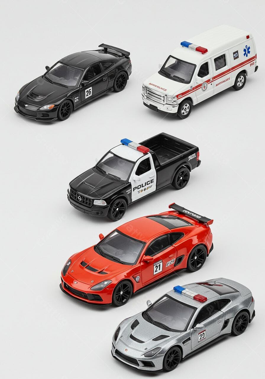 Carrinhos de coleção veículos emergenciais e esportivos