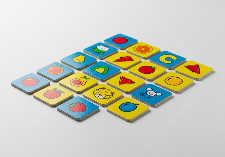 Jogo de peças infantis frutas e animais