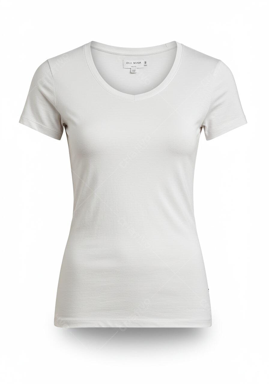 Camiseta branca feminina gola V manga curta