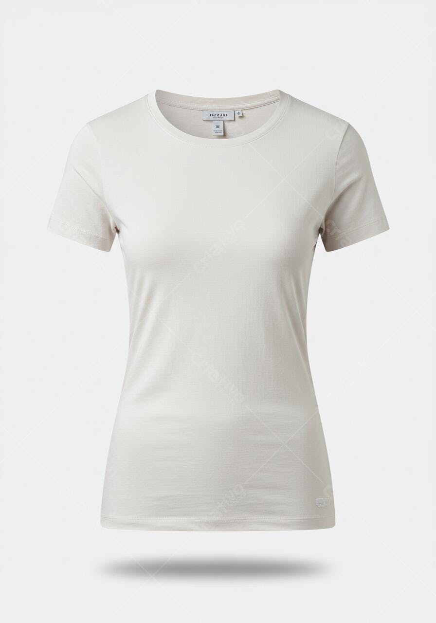 Camiseta feminina bege algodão manga curta