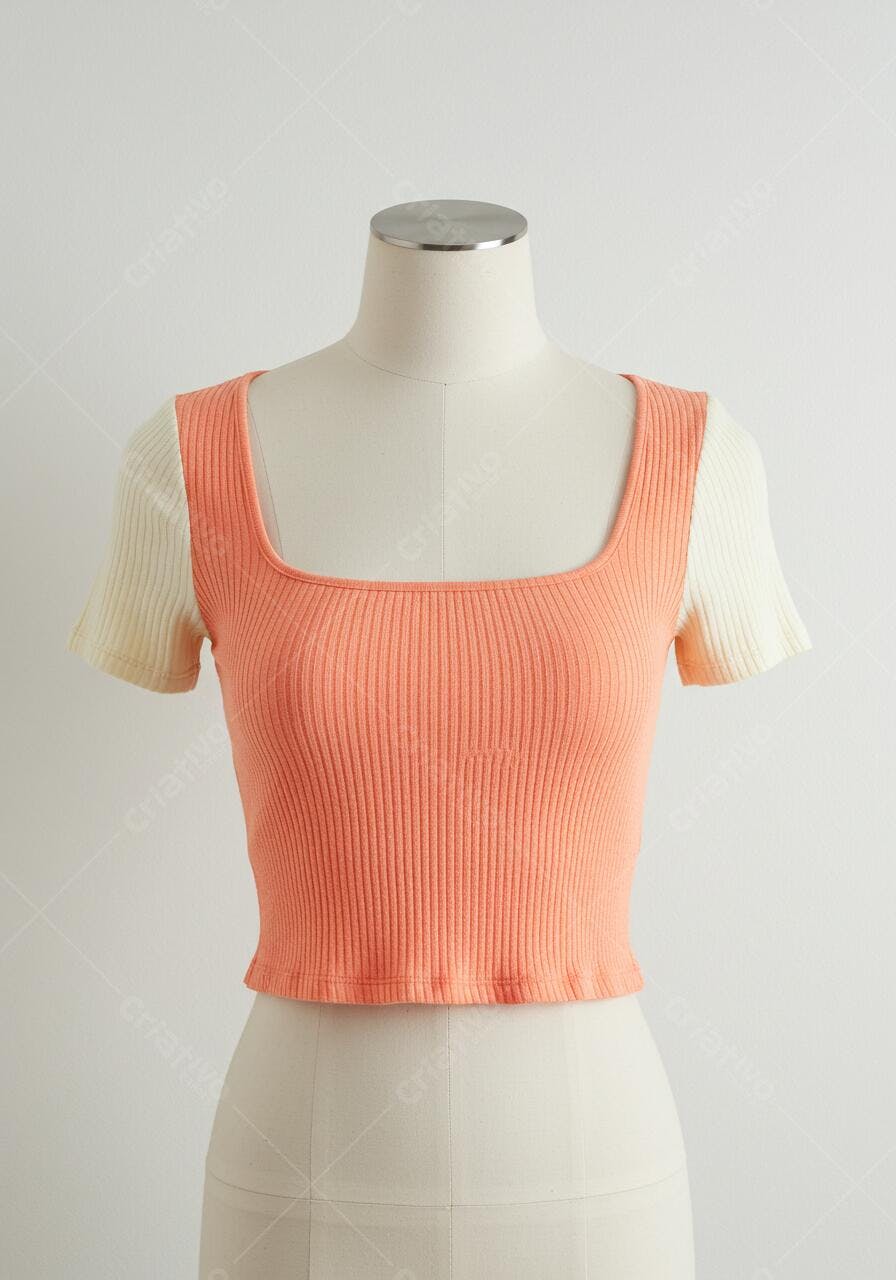 Blusa feminina algodão pêssego e creme
