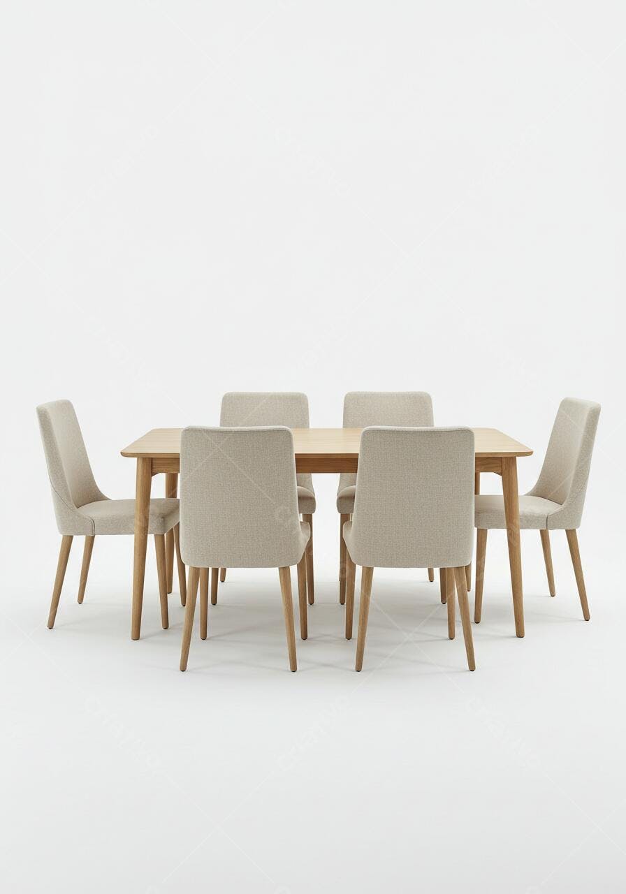 Conjunto Mesa e Cadeiras Madeira e Bege