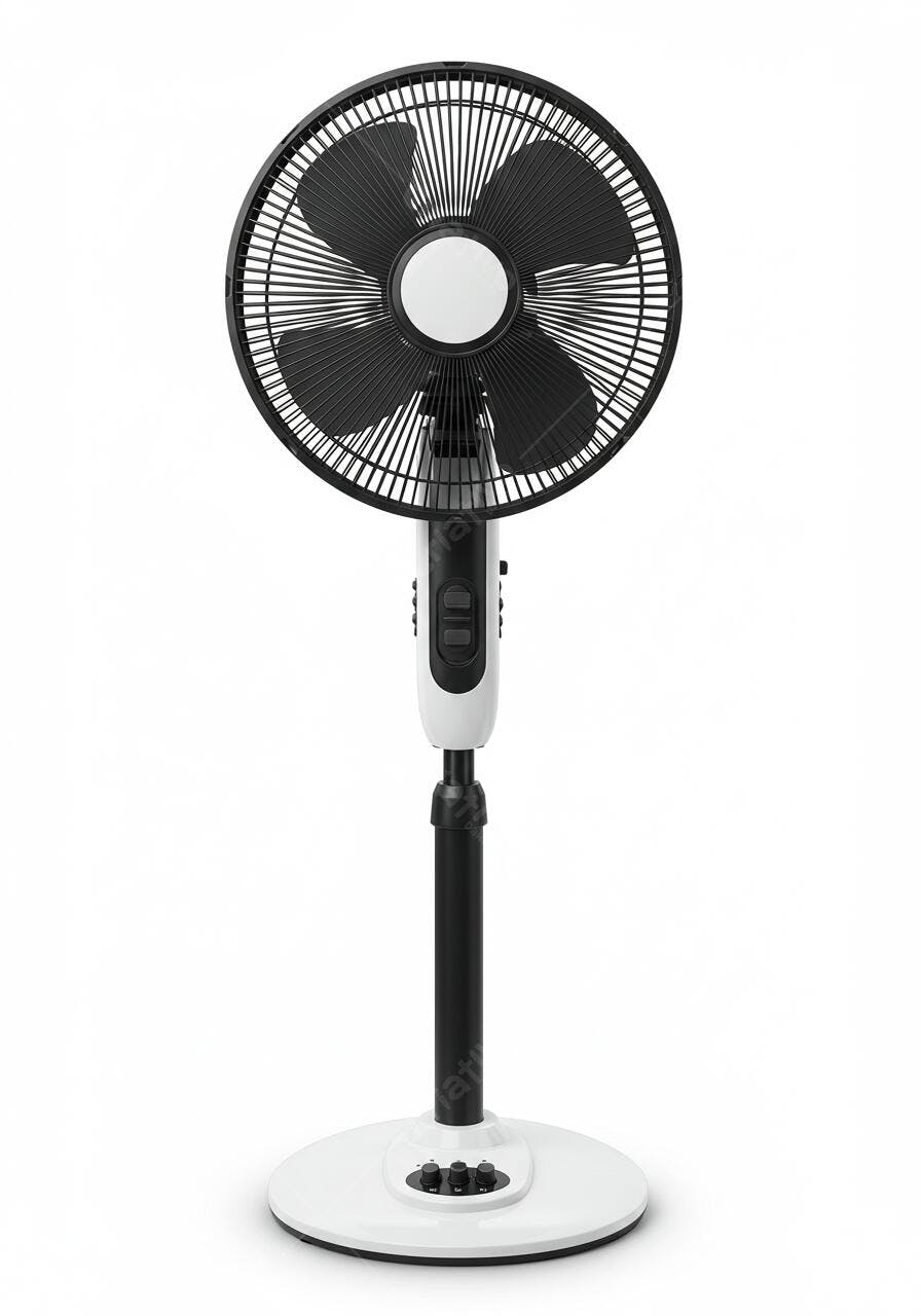 Ventilador de mesa preto e branco