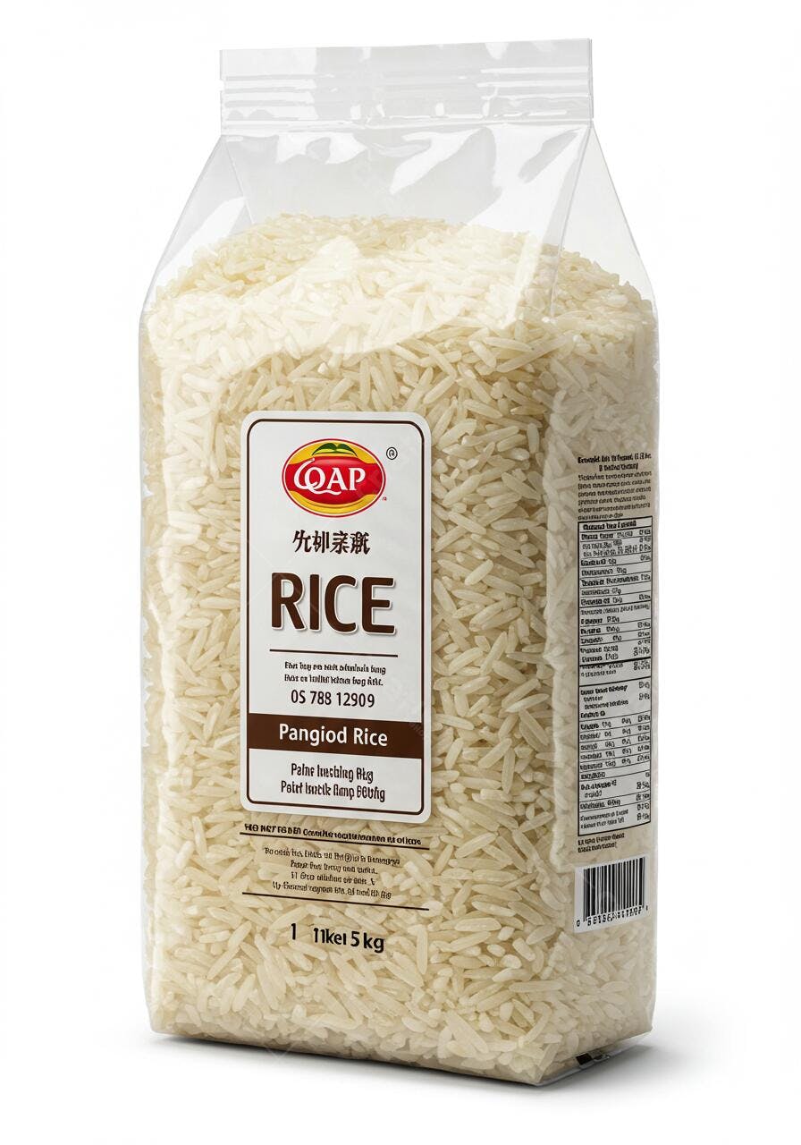 Arroz Pangiod em embalagem transparente