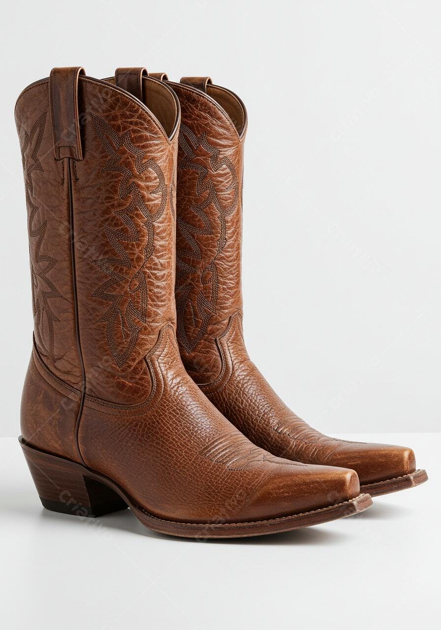 Botas de Couro Marrom Estilo Country
