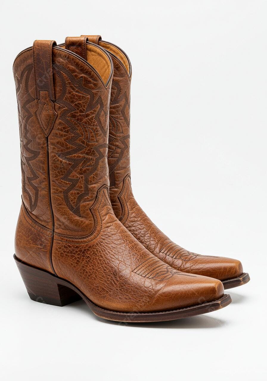 Botas de Couro Marrom Estilo Country