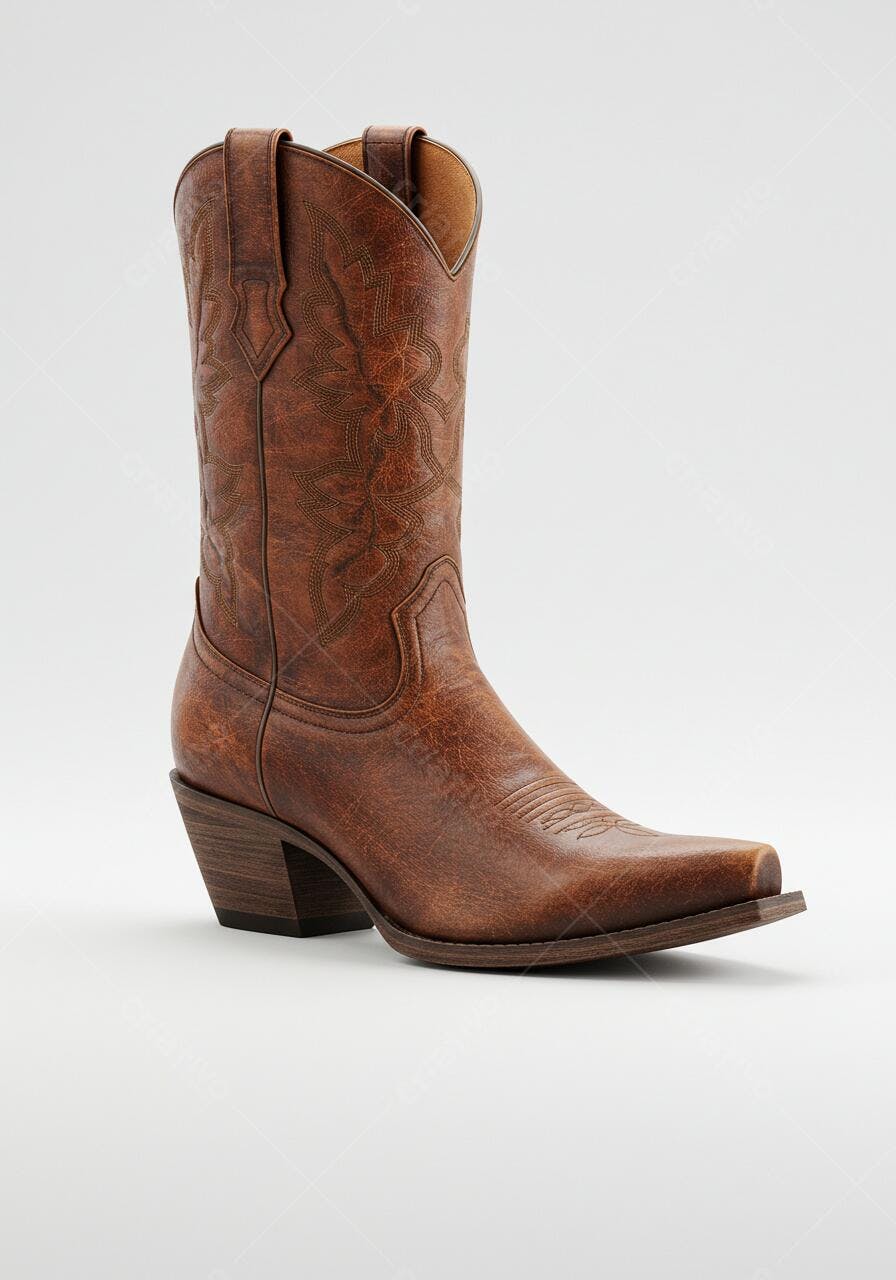 Bota de Couro Marrom Estilo Country